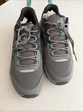 Merrell Gray Speed Strike 2 athletic shoes with teal highlights NWOT 11